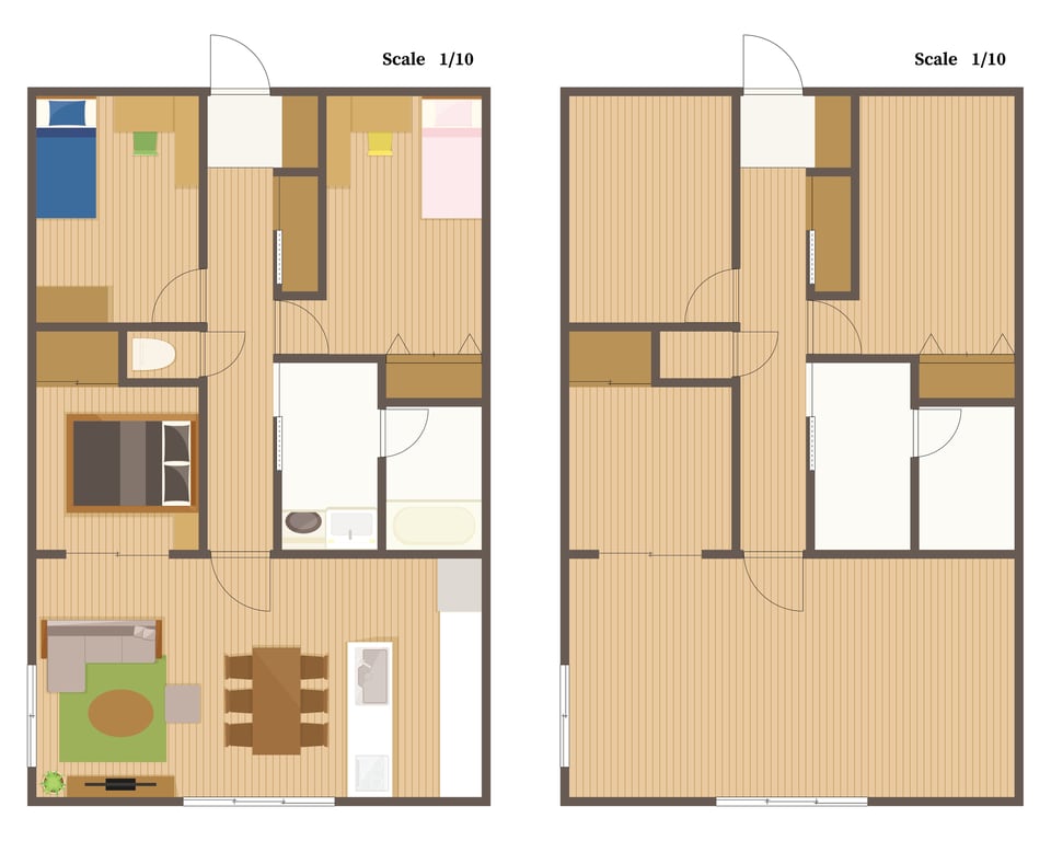 住戸内の部屋やスペースのレイアウトを表す間取り図