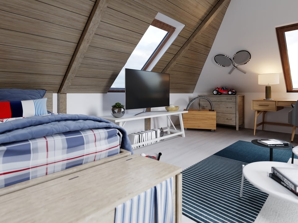 住宅に設けられた子供部屋として利用された小屋裏