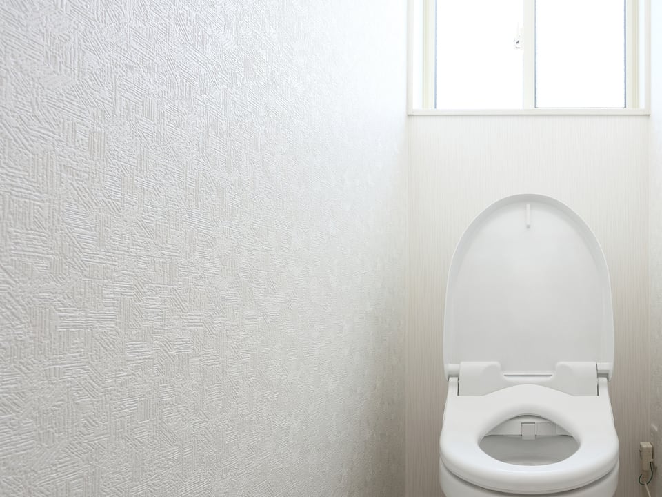 白い壁を背景にした清潔感のあるサイホンボルテックス式便器のトイレ