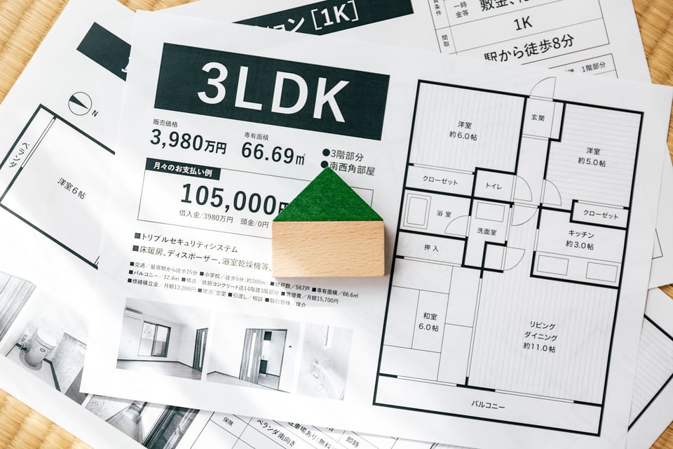 不動産広告は一般的に壁芯面積で記載される