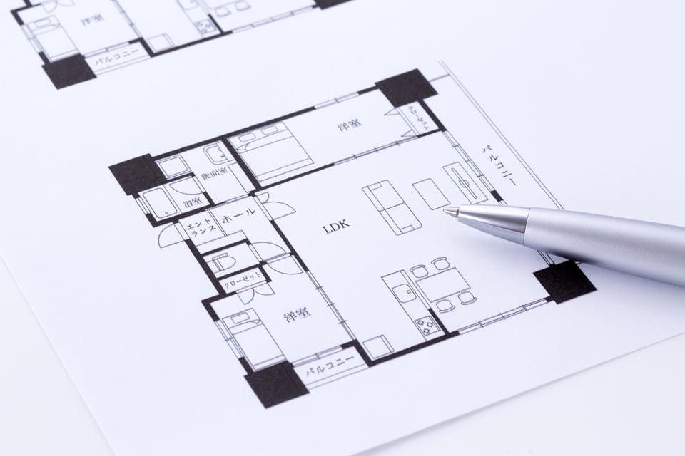 マンションで使われる壁芯面積が分かる間取り図